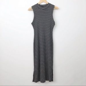 Madewell Ribbed Mockneck Midi Dress in Stripe